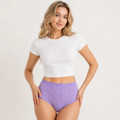 Vista 2 de Ropa interior transpirable para mujer, bragas de cintura alta, bragas suaves y elásticas, paquete de 5 Style-1