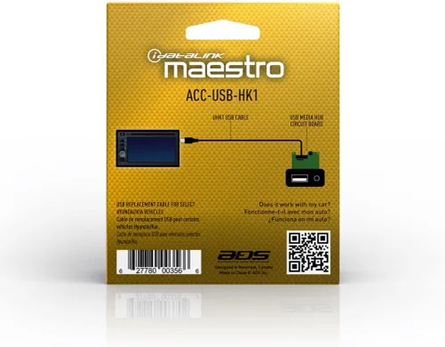 Vista 3 de MAESTRO iDatalink Acc-USB-HK1 Adaptador USB a USB macho compatible con Hyndai Kia
