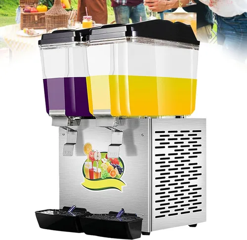 Vista 9 de Dispensador de jugo frío y caliente, dispensador de bebidas transparentes de acero inoxidable 32L, dispensador de bebidas comerciales de jugo Negro