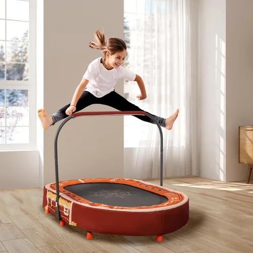 Vista 7 de Indoor Trampoline, 55" Foldable Trampoline with Handle, Oval Trampoline for Kids, Play Rebounder, Kids Trampoline Indoor, Gift for Girls Age 3+