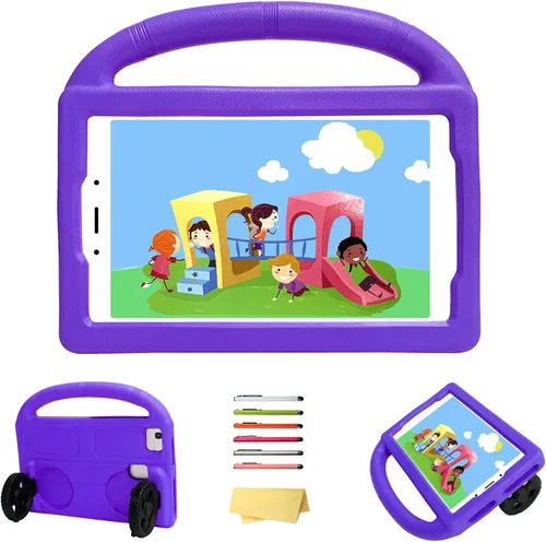 Vista 34 de Funda para tablet Kindle Fire 7 para niños (12.ª generación, versión 2022) con mango de pie de apoyo de forraje resistente, espuma EVA suave, a