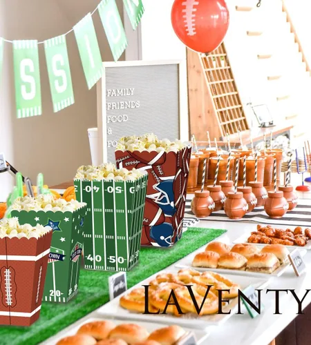 Vista 7 de LaVenty Cajas de palomitas de maíz de fútbol Bolsas de recuerdo de fiesta de fútbol Suministros de fiesta de fútbol Bolsas de fiesta de fútbol