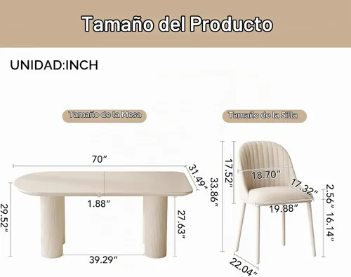 Vista 2 de Guyii Juego de mesa de comedor con 6 sillas, juego de mesa de cocina moderno, mesa de comedor interior para cocina, bar, sala de estar, rincón