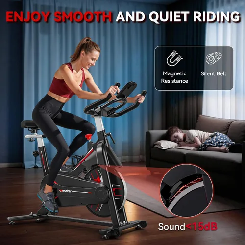 Vista 4 de Exercise Bike, Wenoker Magnetic Resistance Stationary Bike for Home App Sync Indoor Bike with 350lbs Weight Capacity, Tablet Holder and Fitness