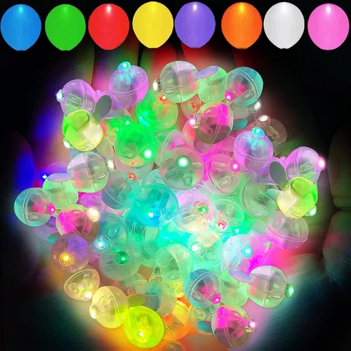 Vista 23 de Aogist - 50 mini luces de 10 colores, luz LED impermeable de largo tiempo de espera, funciona con pilas, lámpara de bola para globo, farol de papel