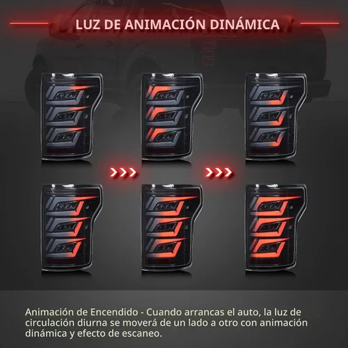 Vista 3 de VLAND Luces Traseras LED Ahumadas Compatibles con [Ford F150 Pickup 2015-2020] con Señales de Giro Rojas, Solo Compatible con las Luces Halógenas