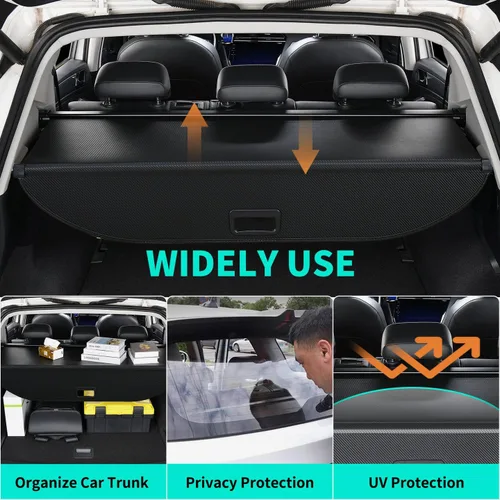 Vista 3 de Cubierta de carga para automóvil compatible con Toyota RAV4 2018 2017 2016 2015 2014 2013 SUV Accesorios, cubierta de maletero retráctil para RAV4