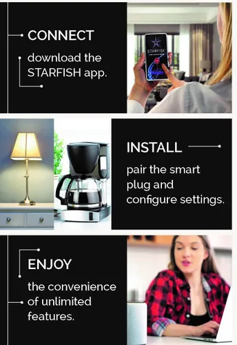 Vista 6 de Satco S11269 Starfish - Enchufe inteligente mini cuadrado de 2 pulgadas con WiFi, funciona con Siri, Alexa, Google Assistant, SmartThings, blanco