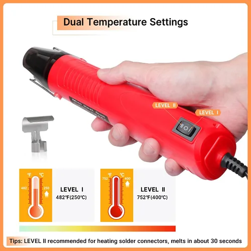 Vista 5 de Kuject Pistola de calor para tubos retráctiles, 820 conectores de alambre de sellado de soldadura y kit de tubos termorretráctiles, kit