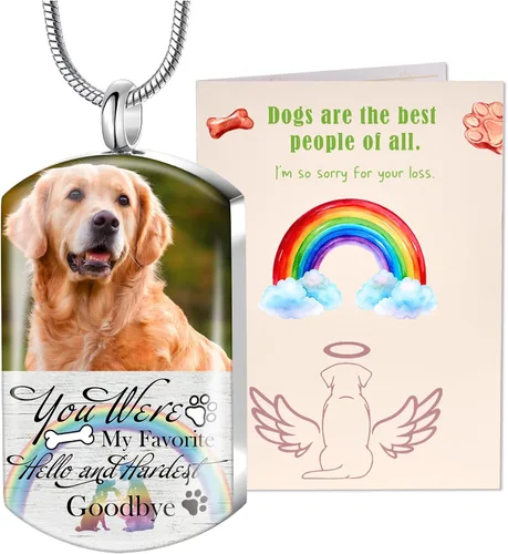 Vista 21 de Fanery Sue Collar personalizado para cenizas de mascotas para perros y gatos, foto y texto personalizados, regalo de condolencia, regalo
