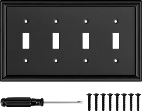 Vista 11 de Placa Decorativa Moderna Negra para Interruptor de Luz, Cubiertas de Tomacorriente Decorativas, Placas de Interruptor Basculante, Material de Fibra