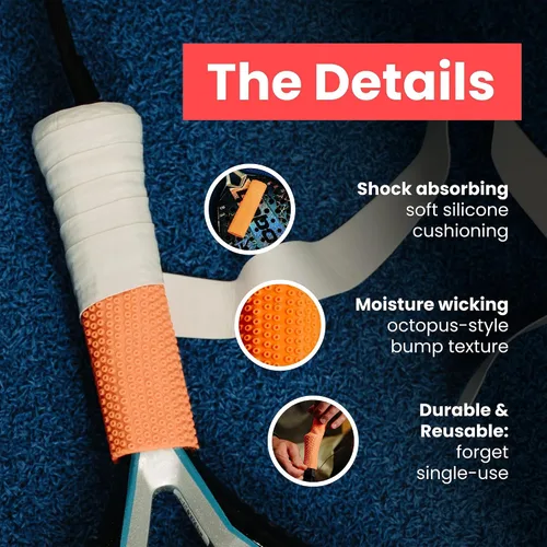 Vista 2 de ROCKETGRIP Octopus Padel/Pickleball Grip – Soft Silicone Padel Racket Grip/Pickleball Racket Grip – Cushioned, Sweat-Resistant Base for Rackets
