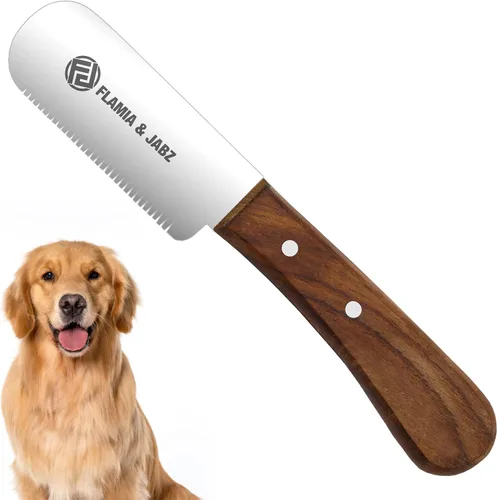 Vista 10 de FLAMIA & JABZ Cuchillo profesional para pelar a mano para el aseo de perros, herramienta para recortar, mango de madera Meranti rojo agarre