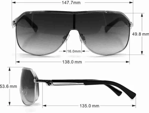 Vista 5 de Southpole 5012sp Men's Uv Protective Rectangular Metal Shield Sunglasses. Cool Gifts for Him, 138 Mm