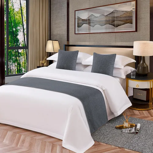 Vista 2 de OSVINO Camino de cama sólido de microfibra, protector de ropa de cama simple ligero y duradero, bufanda para boda, habitación de hotel, gris oscuro