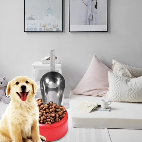 Vista 2 de POPETPOP Cuchara de acero inoxidable para alimentos para mascotas, 1.50 tazas, pala de metal de 8.26 pulgadas, pala de metal para caramelo seco
