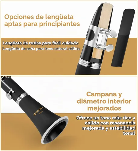 Vista 4 de Kit de clarinete Bb para estudiantes principiantes, sistema francés de 17