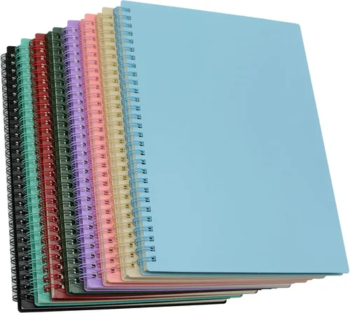 Vista 12 de Yansanido Cuaderno en espiral, 4 piezas A5 con tapa dura gruesa de plástico de 7 mm con líneas universitarias de 4 colores, 80 hojas - 160 páginas