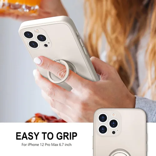 Vista 2 de Hython Funda para iPhone 12 Pro Max con soporte de anillo [soporte de anillo giratorio de 360° con soporte magnético] [forro de microfibra suave]