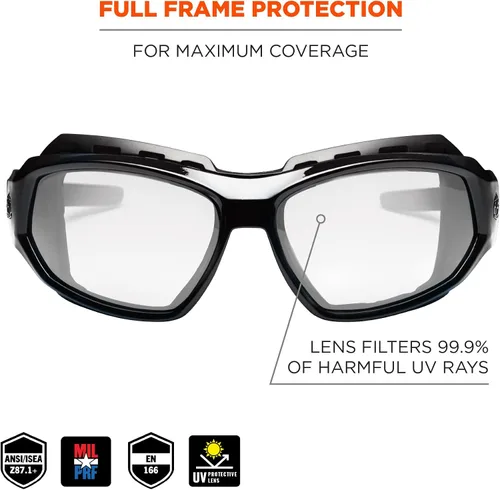 Vista 2 de Ergodyne Skullerz LOKI - Spogles de seguridad convertibles, incluye junta de espuma y correa para convertir en gafas, ANSI z87.1