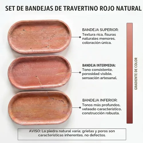 Vista 4 de YKAJO Rosso Levanto - Bandeja de mármol ovalada roja, 11.8 x 5.9 pulgadas Rosso Levanto Rojo