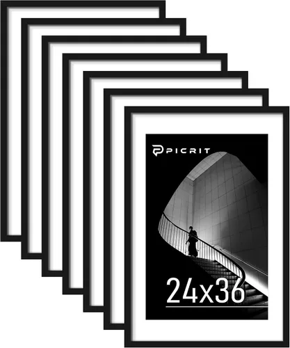 Vista 12 de Picrit Marco negro para póster de 24 x 34 pulgadas, paquete de 7 unidades, para fotos de 20 x 30 pulgadas con paspartú o de 24 x 34 pulgadas sin
