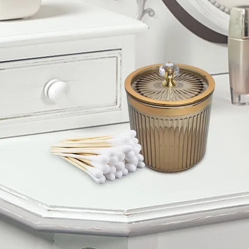 Vista 4 de Amagogo Dispensador de hisopos Qtip para baño, recipiente con tapa, a prueba de polvo, almohadillas de maquillaje para encimera, baño, aparador