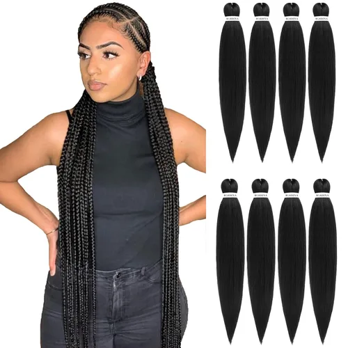 Vista 43 de Cabello trenzado preestirado - 12 pulgadas, 8 paquetes, cabello trenzado corto natural negro para trenzas torcidas o en caja, extensiones de cabello