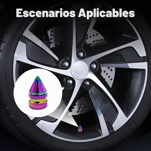 Vista 6 de Ziciner 4 tapas de válvula de neumático de automóvil, accesorios de aleación de aluminio con pinchos, cubiertas de vástago de rueda a prueba