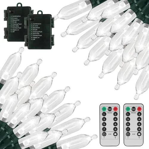 Vista 11 de Green Convenience Luces de Navidad a pilas de 33 pies 100 LED para Blanco