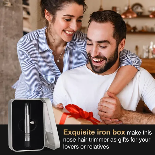 Vista 7 de Recortadora manual de pelo de nariz para hombres, sin batería, removedor de pelo de acero inoxidable