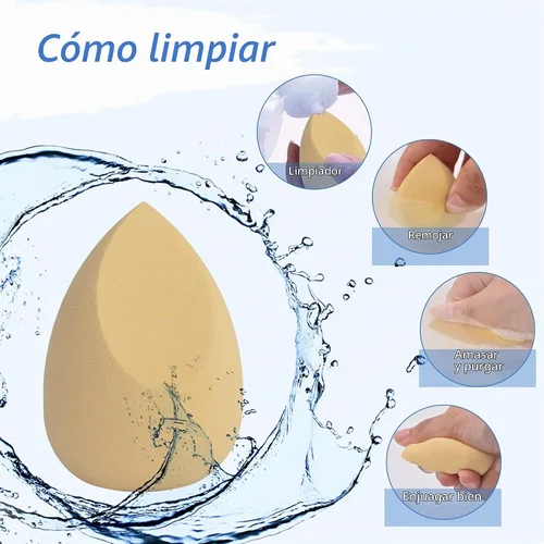 Vista 5 de Esponja de maquillaje COSTICA, 4 piezas, esponja mezcladora de belleza para mezcla de base, esponja mezcladora multicolor con caja