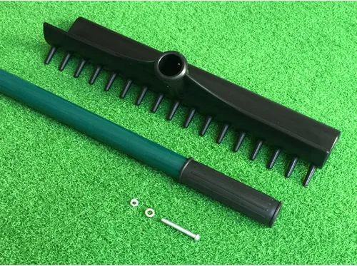 Vista 4 de Trampa de arena de golf con mango de aluminio, rastrillo reversible en forma de S, fácil de usar, suministros ligeros para campos de golf