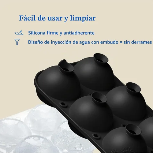 Vista 9 de Samuelworld - Gran molde para bolas de hielo con tapa, bolas de hielo de 6 x 2,5 pulgadas - Sin BPA, bandeja de hielo redonda de silicona fácil