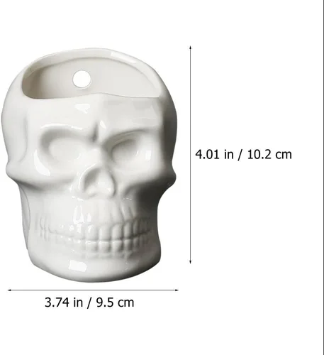Vista 2 de GANAZONO Maceta con forma de calavera para pared, jarrón suculento, maceta única para Halloween, hogar, bar, decoración de escritorio