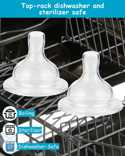 Vista 8 de Boquilla de silicona para biberones anticólicos Philips Avent, flujo 1, 3.3 ft+, flujo lento, paquete de 4
