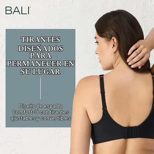 Vista 6 de Bali Women's Underwire T-Shirt Bra – Ultra-Light Smoothing Spacer Bra Negro