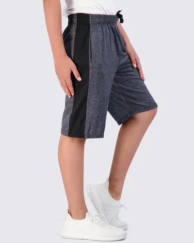 Vista 3 de Paquete de 5 pantalones cortos deportivos Dry-Fit de baloncesto, gimnasio para jóvenes, niños y niñas con bolsillos.