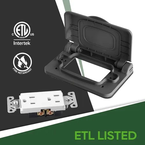 Vista 5 de RVGUARD Cubierta de receptáculo resistente a la intemperie con muelle para RV en negro (incluye receptáculo)