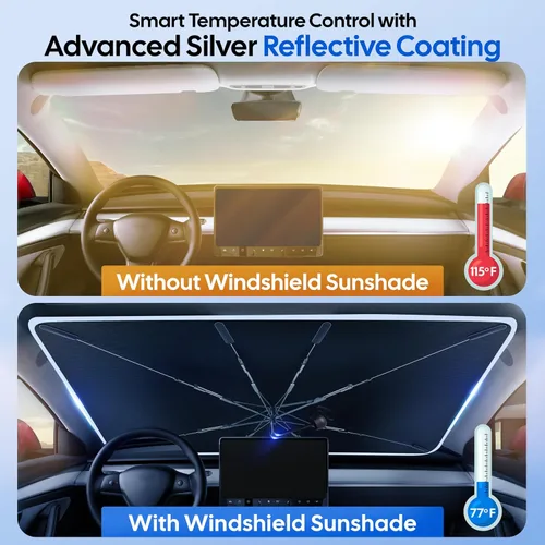 Vista 6 de EcoNour Parasol plegable para parabrisas de Mazda 3 2014-2016 2017 2018, parasol para ventana delantera de automóvil, protección UV, bloqueador