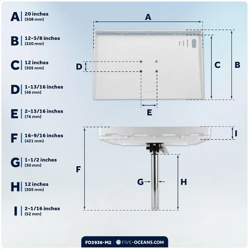 Vista 8 de Five Oceans FO3936-M2 Tabla de cortar para barco, mesa de cebo de línea premium, paquete de 2, soporte para caña, con ranura para cuchillo