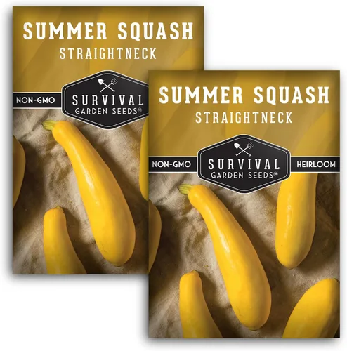 Vista 10 de Survival Garden Seeds - Semilla de calabaza de verano de cuello recto para plantar - Paquete con instrucciones para plantar y cultivar calabaza