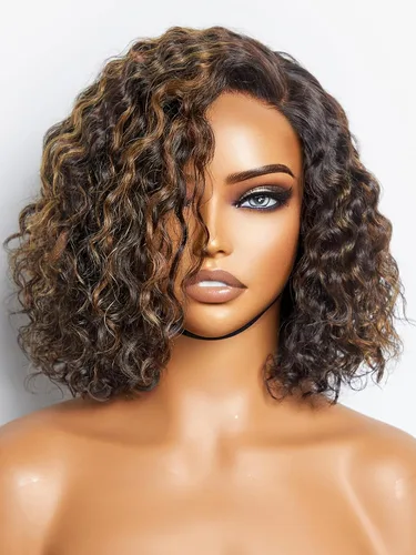 Vista 45 de LUVME HAIR Pelucas de cabello humano rizado sin pegamento de 6 pulgadas, precortadas, indetectable, HD, encaje Bob, peluca corta y rizada con ondas