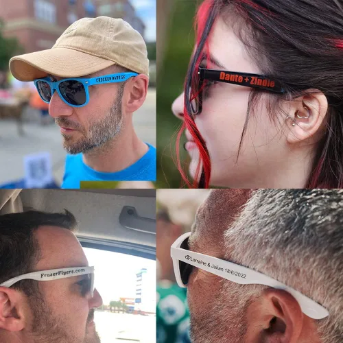 Vista 2 de Gafas de sol de fiesta personalizadas, regalos de boda a granel, regalos para invitados, cumpleaños, licenciatura, graduación, novia, novia, Mezclado