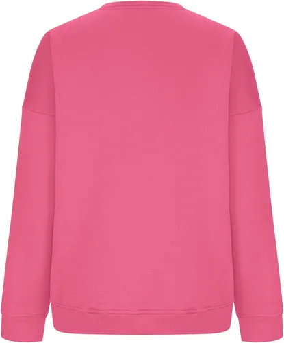 Vista 6 de Sudadera casual de manga larga con cuello redondo y ajuste holgado para mujer, para otoño, con forro polar, Y2K