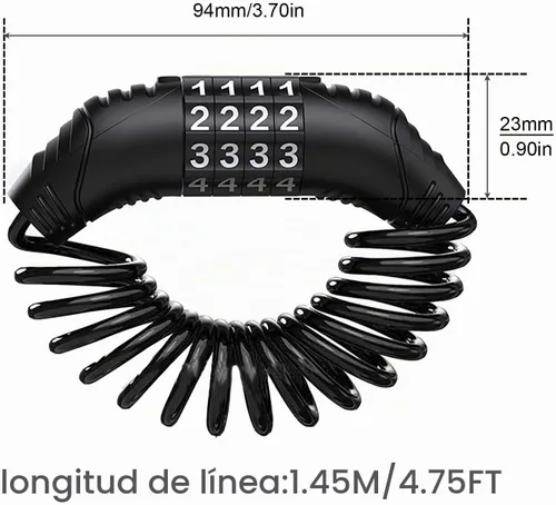 Vista 5 de Cable de bloqueo de casco de motocicleta, bloqueo de seguridad para casco y Negro 2 piezas