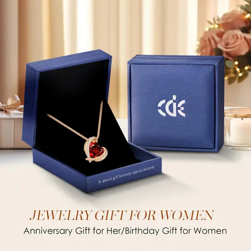 Vista 5 de CDE Collares con dije de corazón para mujer, tono plateado y oro rosa, piedra natal, regalo de Navidad, cumpleaños, aniversario, día de San