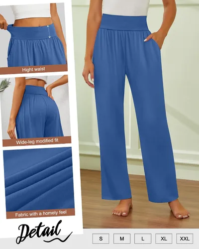 Vista 159 de Neer - Conjunto de 3 pantalones de yoga de pierna ancha para mujer - Pantalones deportivos cómodos, holgados, de cintura alta y casuales