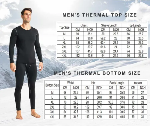 Vista 7 de YUSHOW Ropa interior térmica para hombre con forro polar largo conjunto de capa base de hockey clima frío invierno