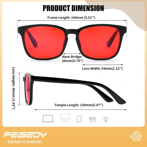 Vista 5 de FEISEDY Orange Blue Light Blocking Glasses for Woman Men Amber Lenses Computer Gaming Glasses for Better Sleep